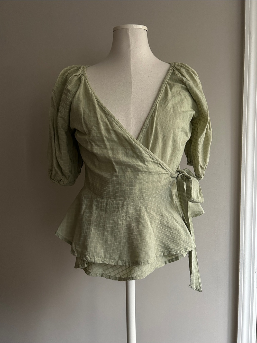 Sage Green Peasant Blouse